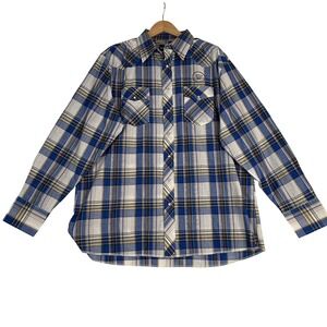 Wrangler Mens Blue Plaid Pearl Snap Western Shirt 2XLT Tall NWT